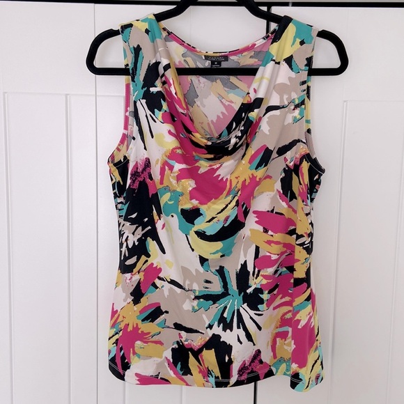Tahari Tops - Retro Printed Cowl Neck Tank